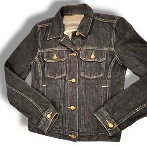 Gap 1969 Denim Jean Jacket Womens S Small Dark/Medium Wash Stretch Trucker B-8